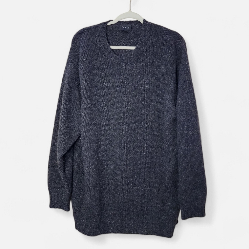 Forte Cashmere  Men´s Grey Classic Cashmere Crew neck Sweater Sz XL
